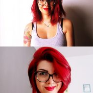 Cabelo curto vermelho repicado