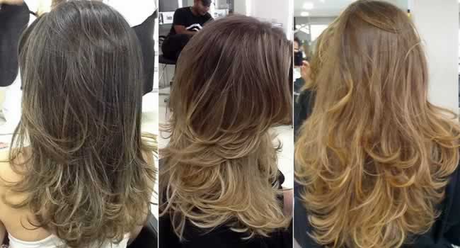 corte de cabelo longo em camadas